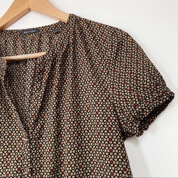 Marc O'Polo Floral Split Neck Button Down Peasant Blouse Size M - Picture 5 of 13